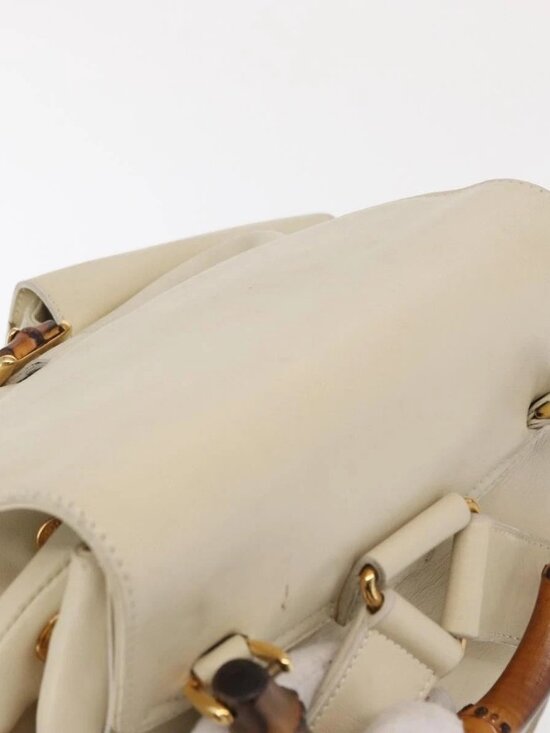 GUCCI Bamboo Backpack Leather Ivory Gold 003 2058 0016 Auth 166281 main image 11